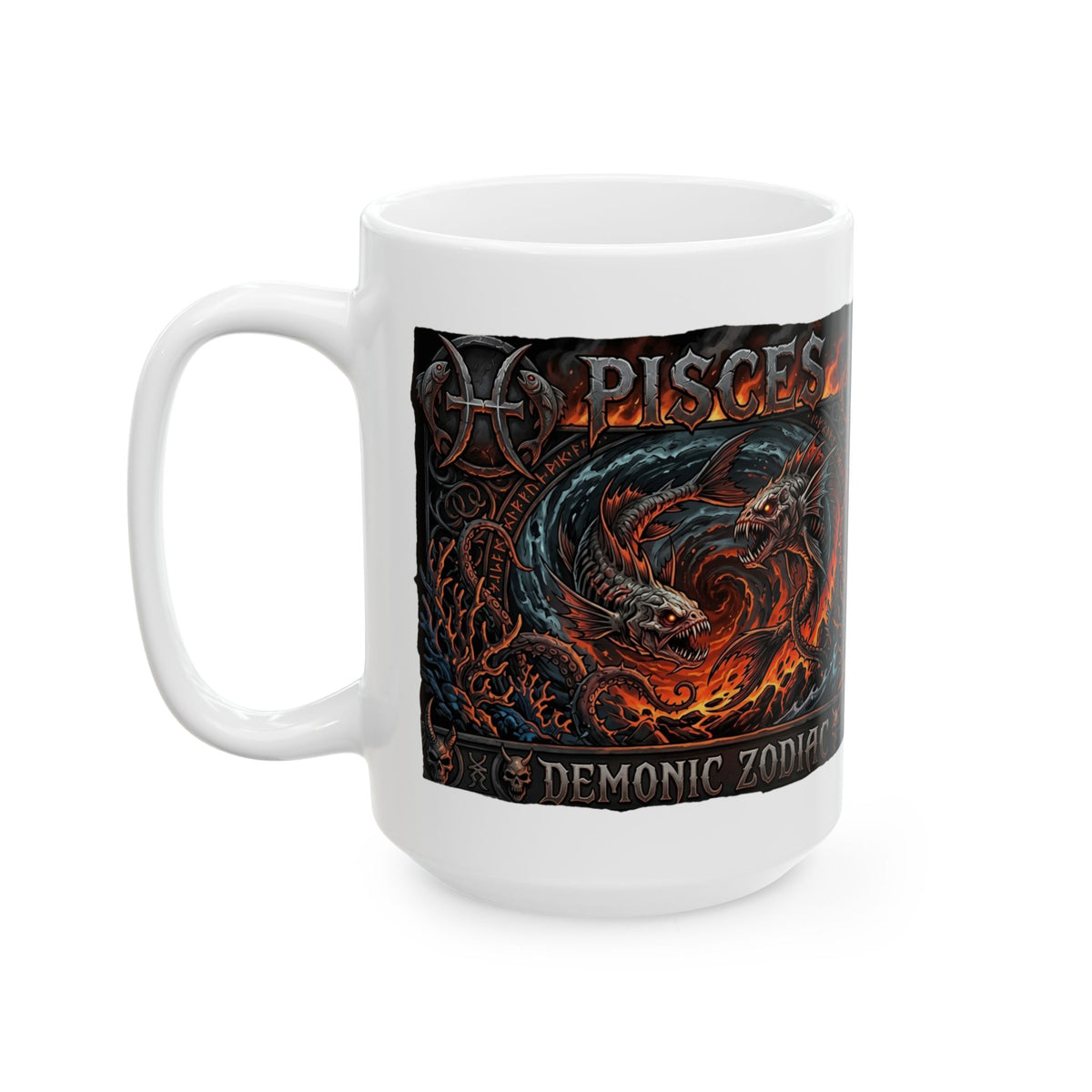 Dark Fantasy Pisces Mug — Gothic Creature Ceramic Coffee Cup (11oz/15oz)