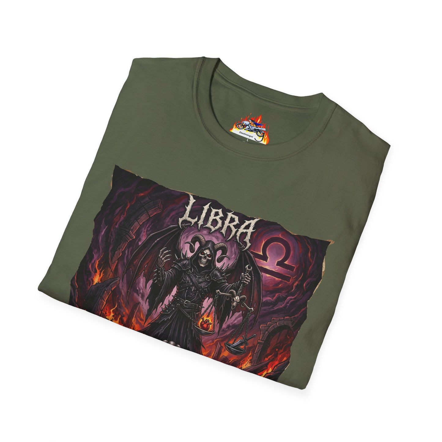Libra Zodiac T-Shirt — Gothic Demon Astrology Tee with Libra Symbol