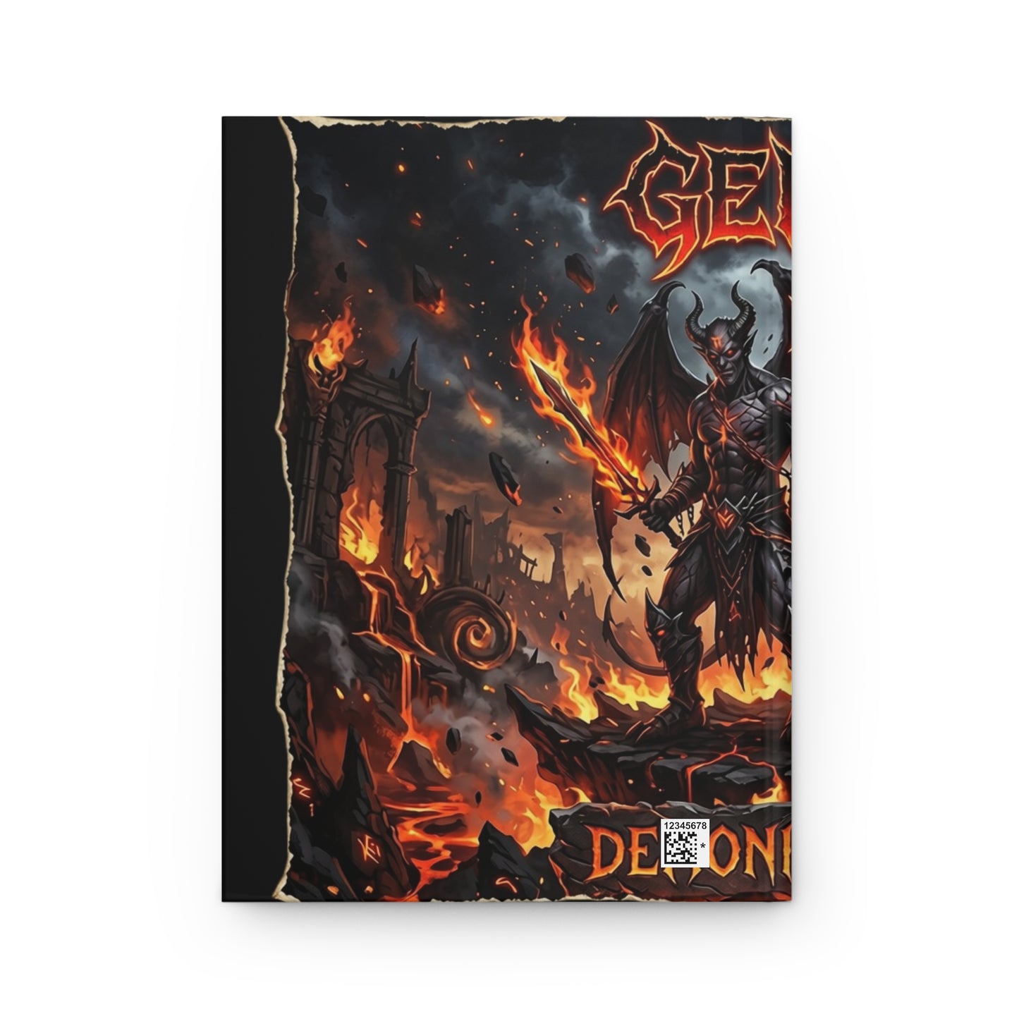 Gemini Zodiac Hardcover Journal — Fiery Demon Illustration Lined Notebook