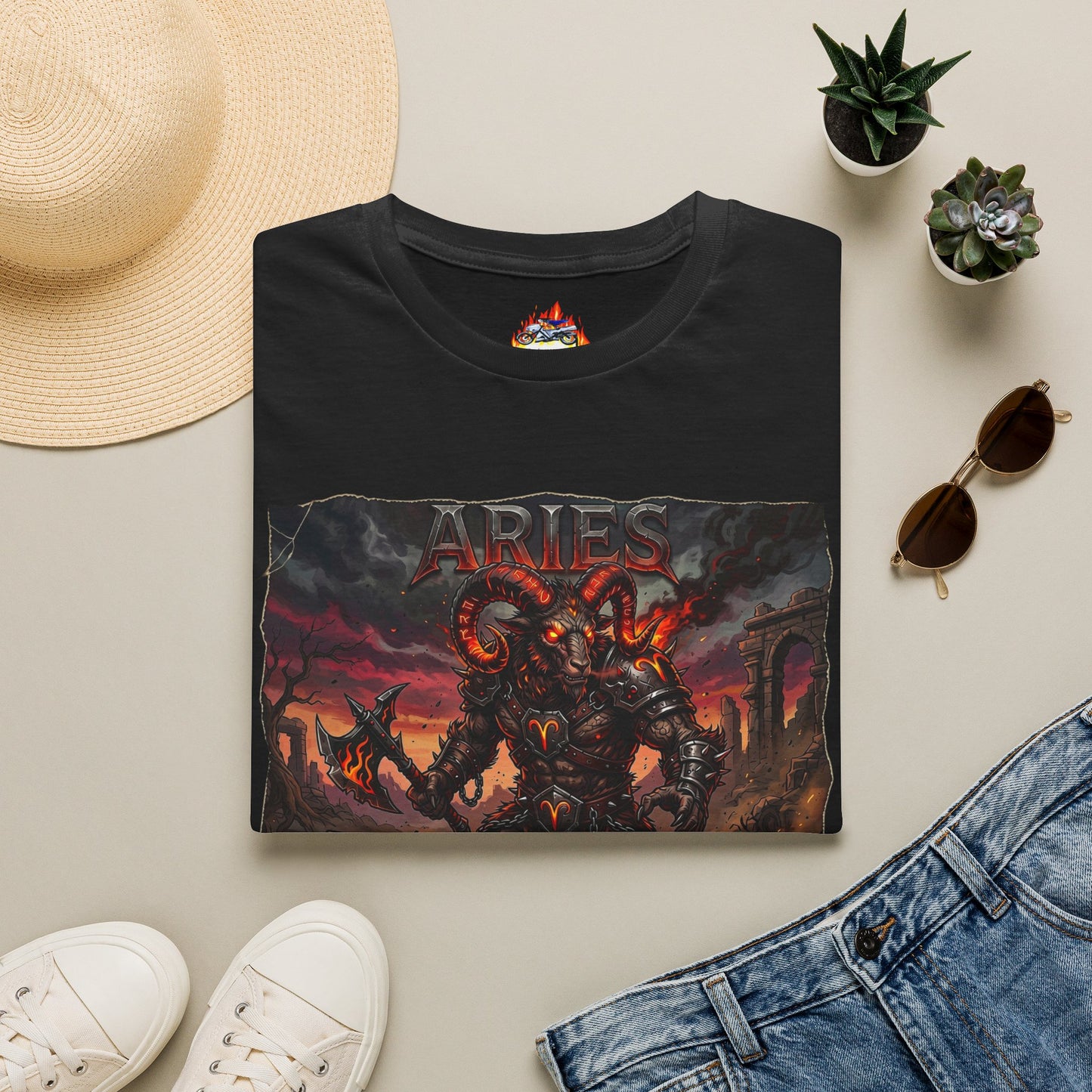 Aries Demon Warrior T-Shirt — Dark Mythic Zodiac Graphic Tee