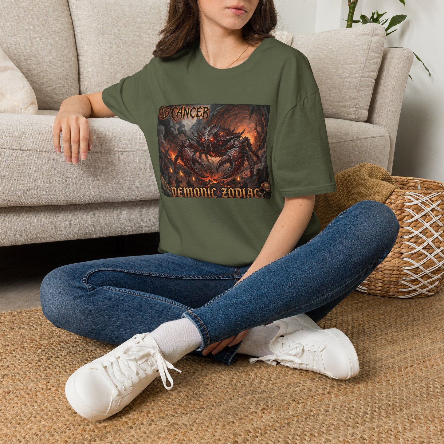 Cancer Zodiac T‑Shirt — Dark Demonic Crab Astrology Tee