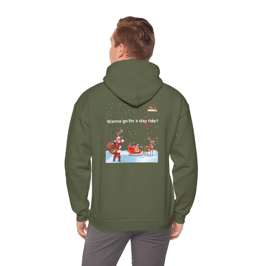 Festive Unisex Hoodie - 'Wanna Go for a Slay Ride?' Christmas Sweatshirt