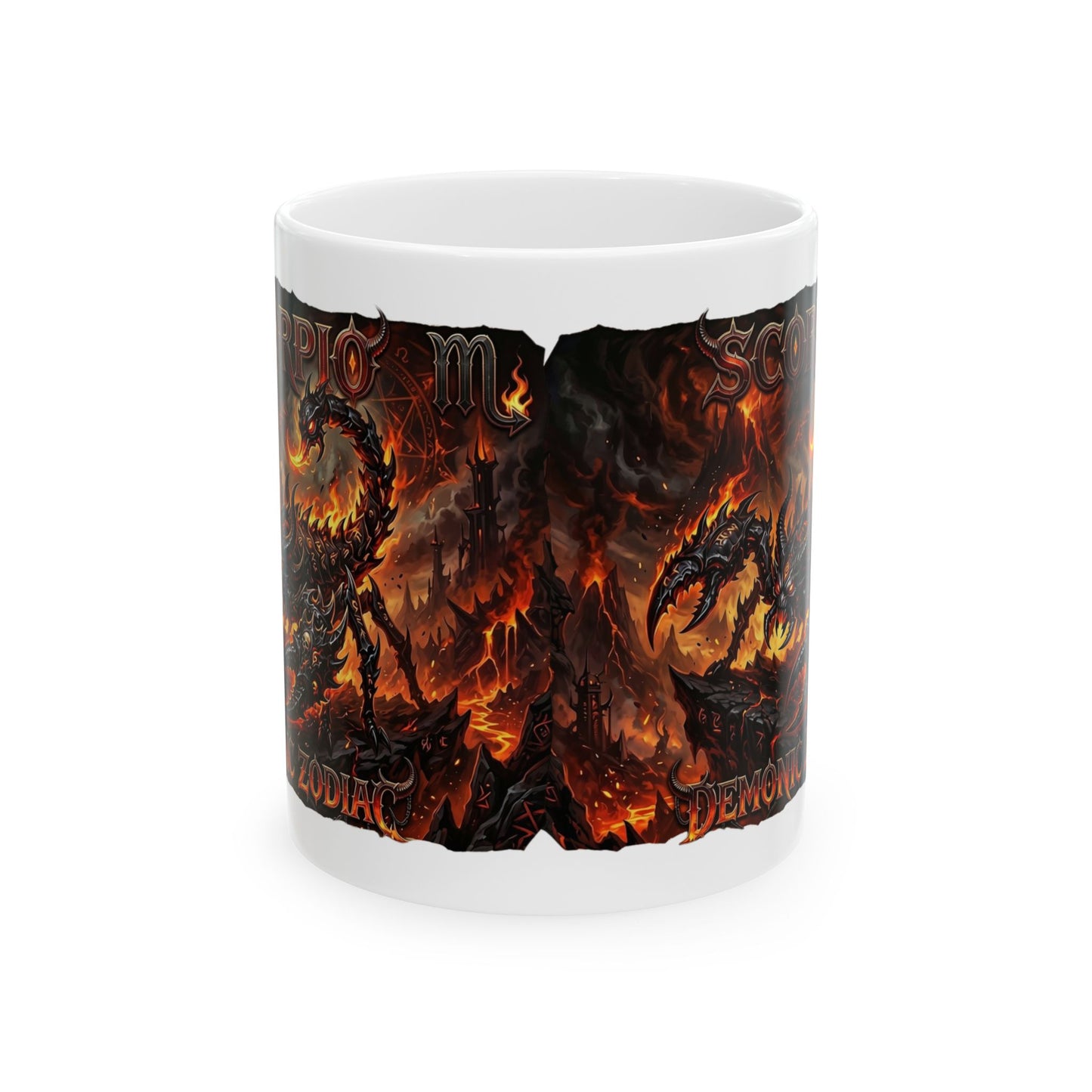 Demonic Scorpio Ceramic Mug — Fiery Gothic Coffee Cup (11oz & 15oz)