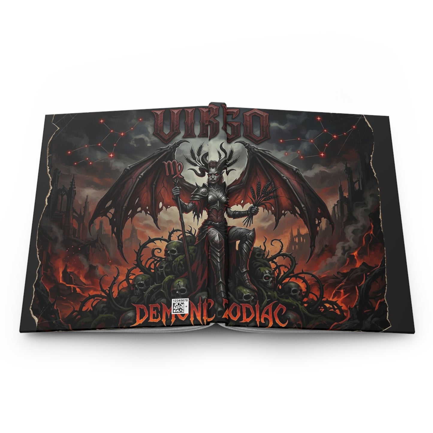 Demonic Zodiac Virgo Hardcover Journal — Gothic Demon Wings Lined Notebook