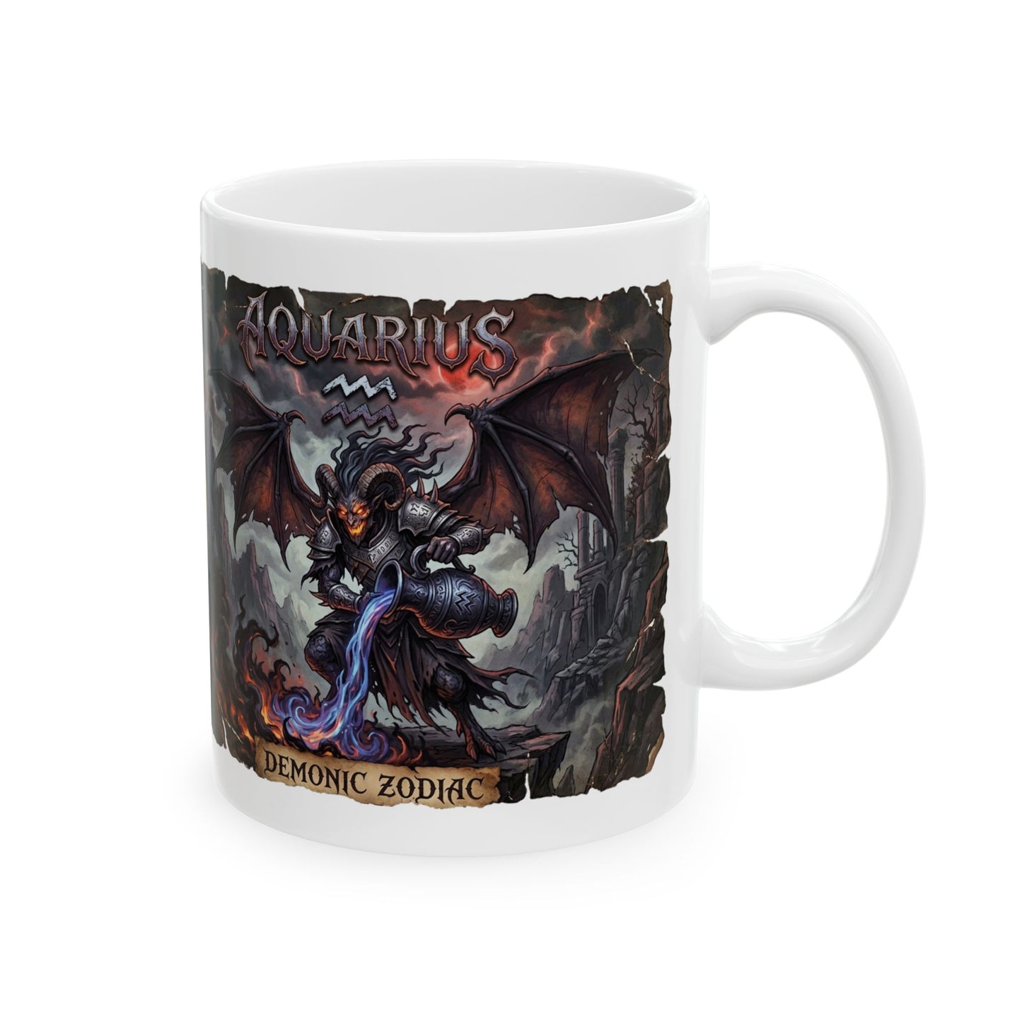 Demonic Aquarius Ceramic Mug (11oz/15oz) — Dark Gothic Fantasy Coffee Cup