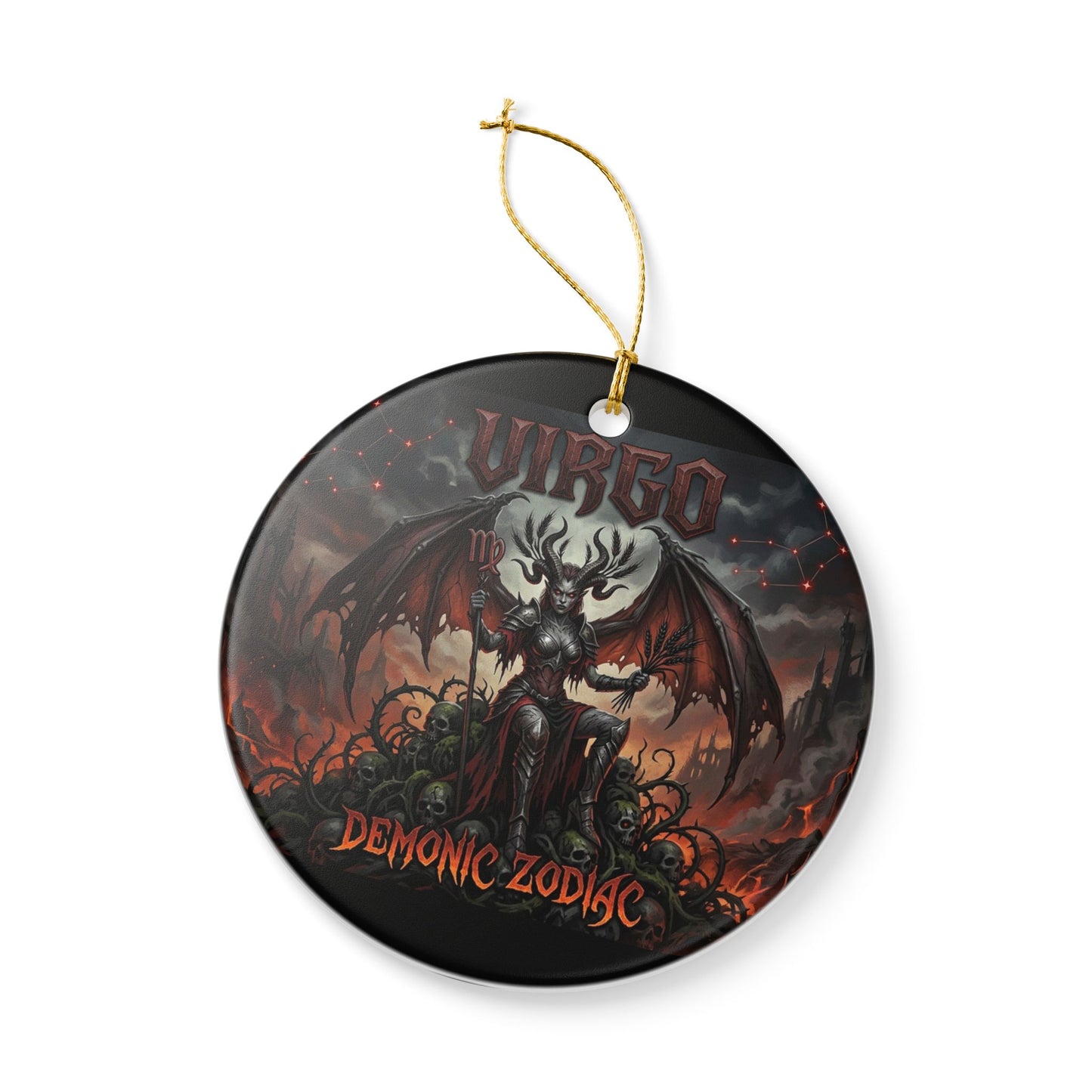 Virgo Demonic Zodiac Ceramic Ornament — Gothic Astrology Décor