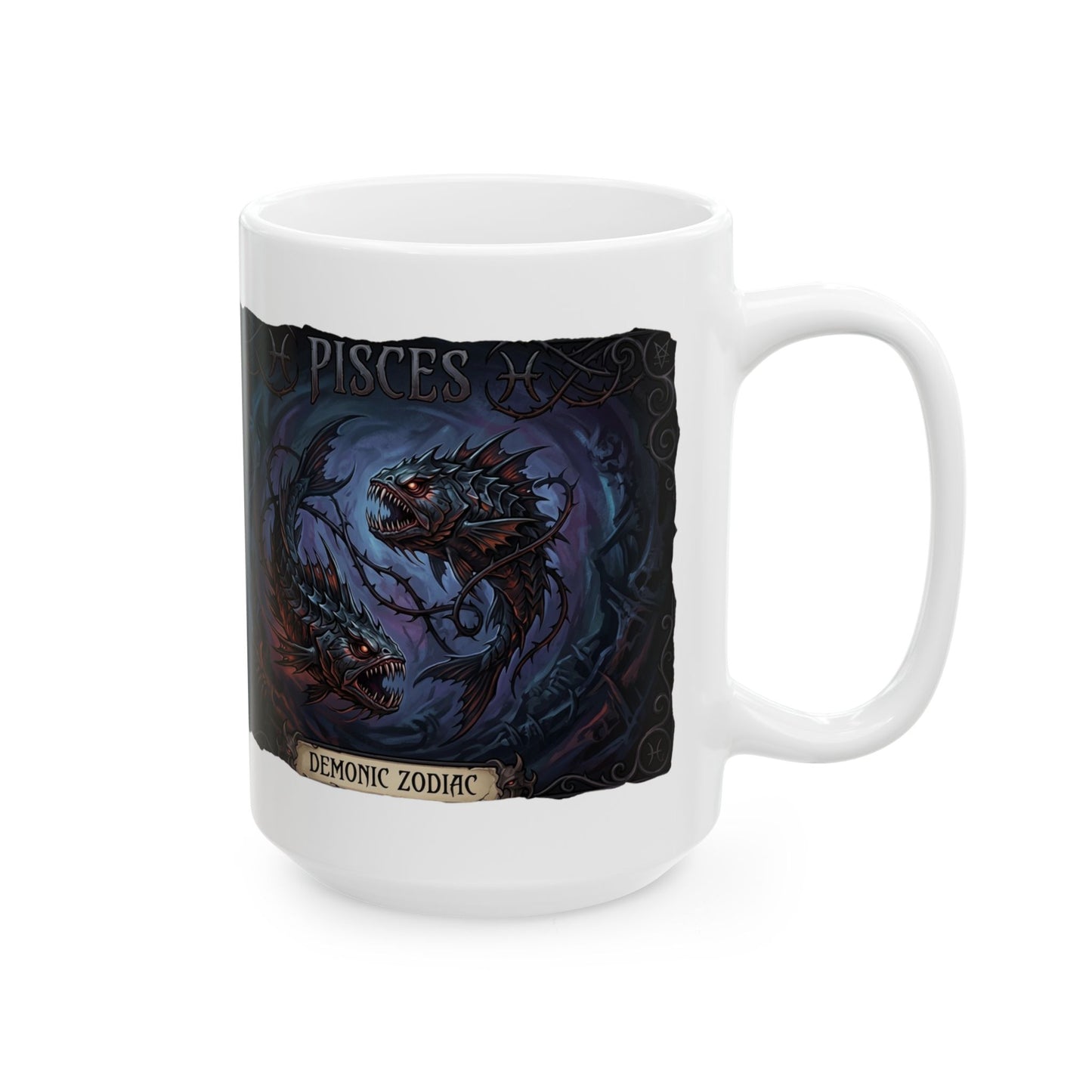 Dark Fantasy Pisces Mug — Gothic Creature Ceramic Coffee Cup (11oz/15oz)