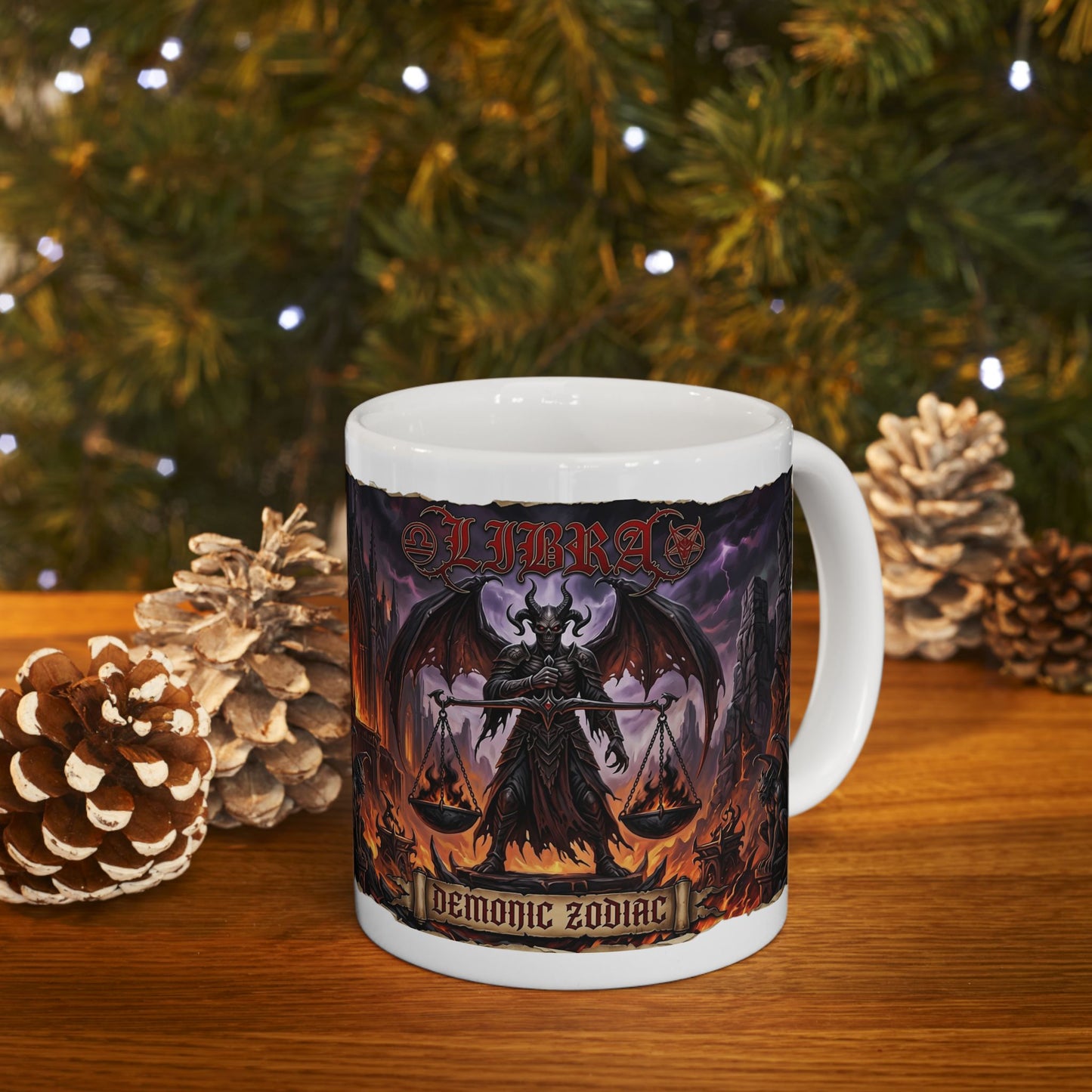 Gothic Demon Libra Mug | Dark Fantasy Demon Artwork