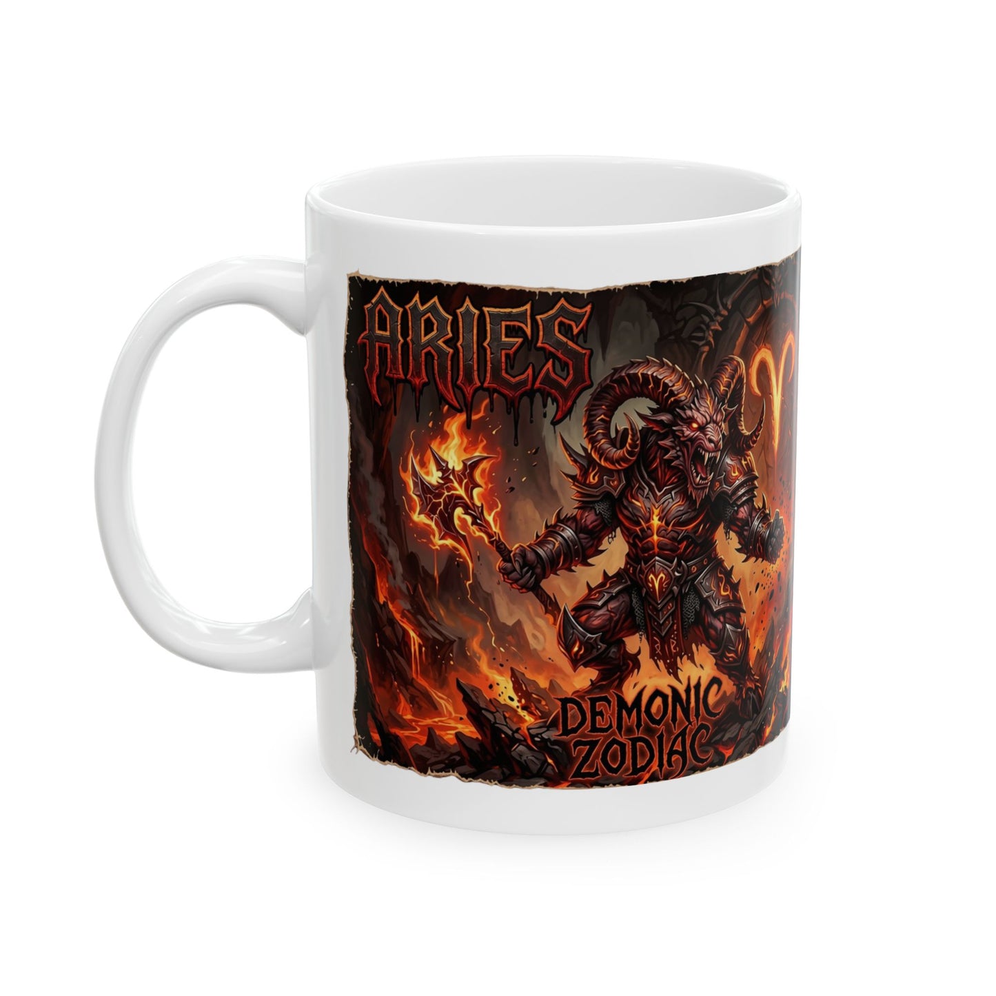 Aries Flame Gothic Ceramic Mug — Zodiac Fire Sign Coffee Cup (11oz & 15oz)