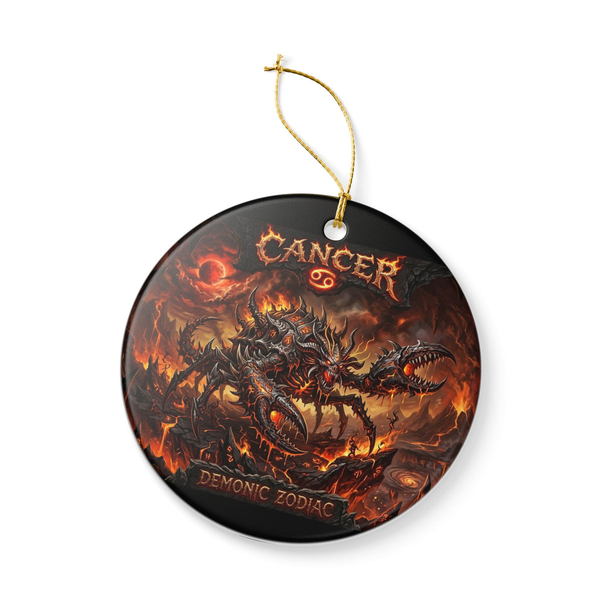 Cancer Demonic Zodiac Ceramic Ornament — Horror Crab Astrology Holiday Decoration
