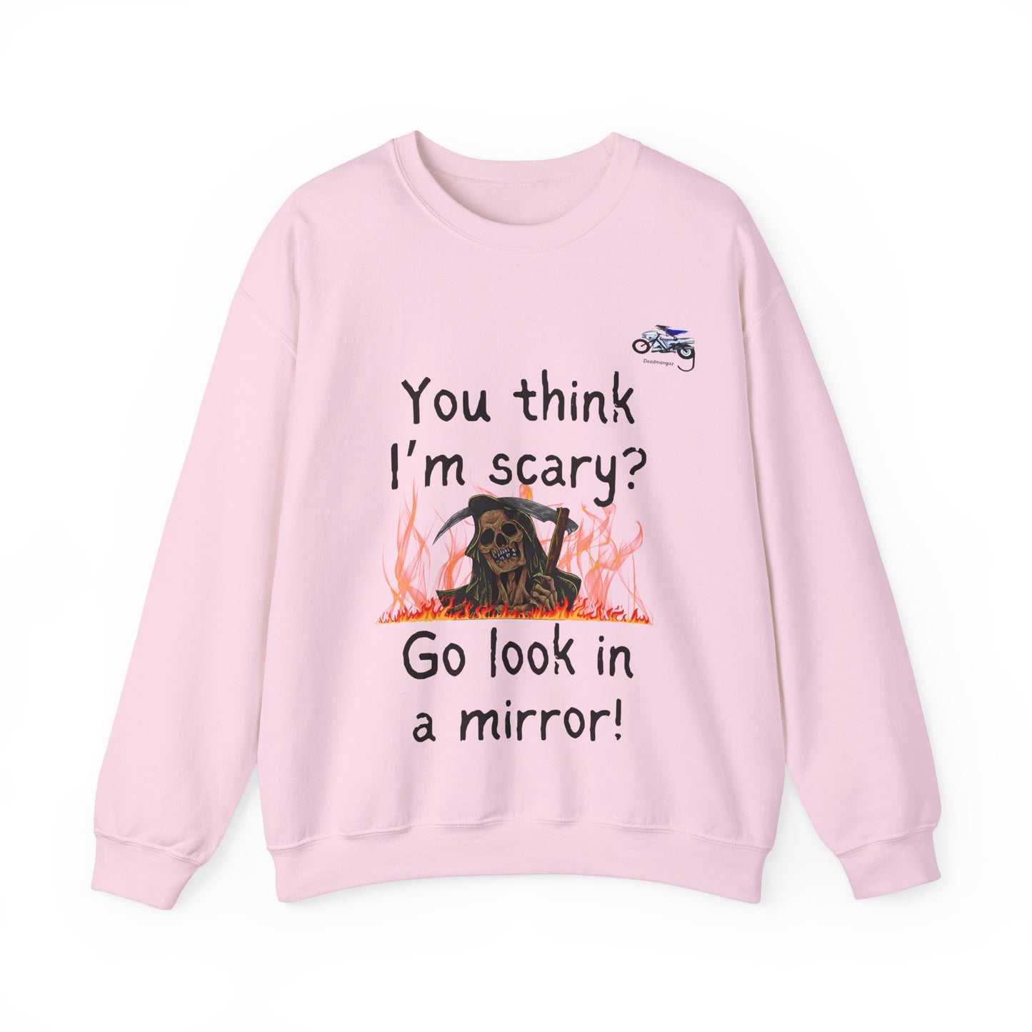 Funny Halloween Crewneck Sweatshirt - 'You Think I'm Scary? Go Look in a Mirror!'