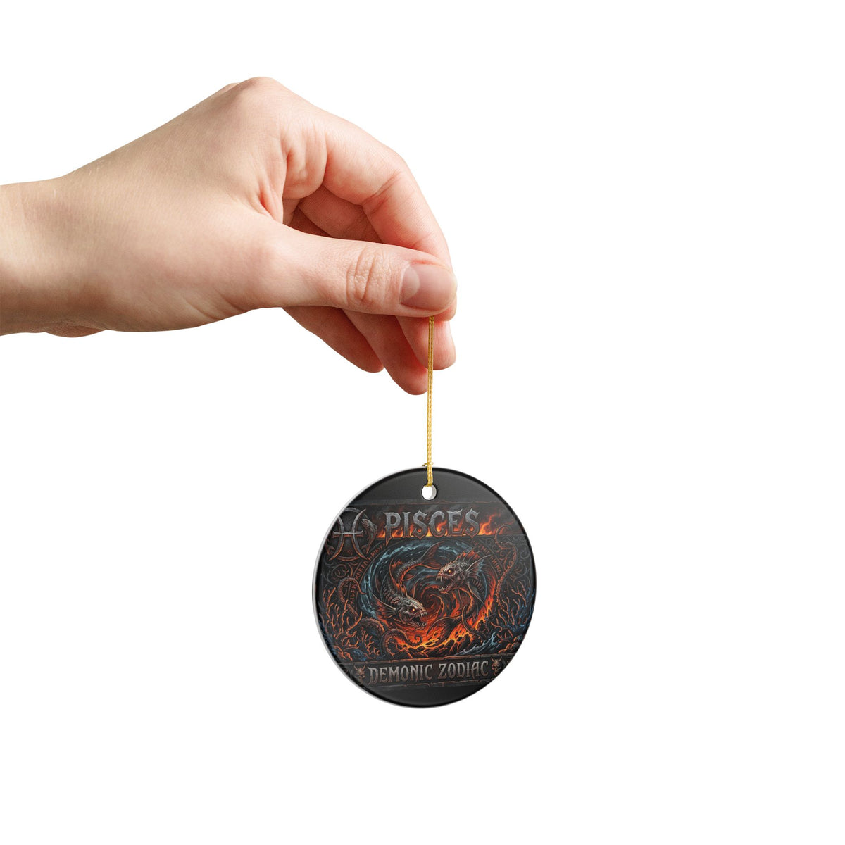 Pisces Ceramic Ornament — Demonic Zodiac Fish Decorative Hanging Ornament