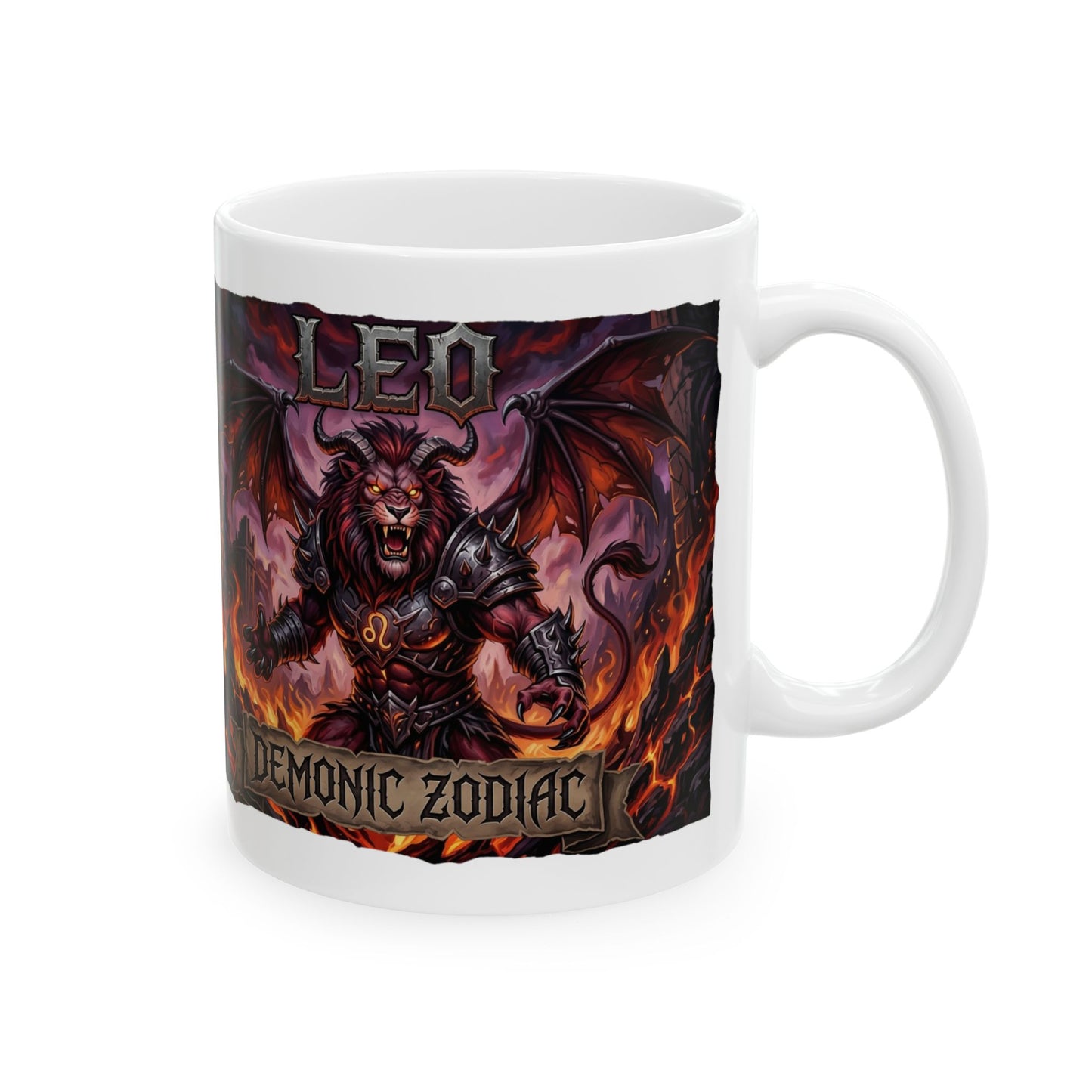 Demonic Leo Mug — Dark Fantasy Zodiac Design (11oz & 15oz)