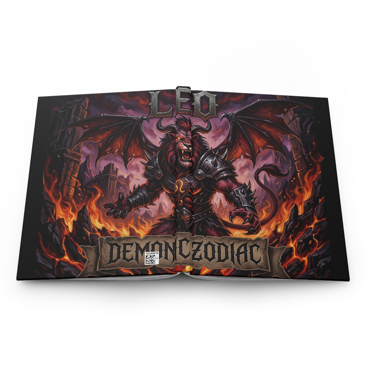 Demonic Leo Hardcover Journal — Lined Matte Fantasy Demon Notebook