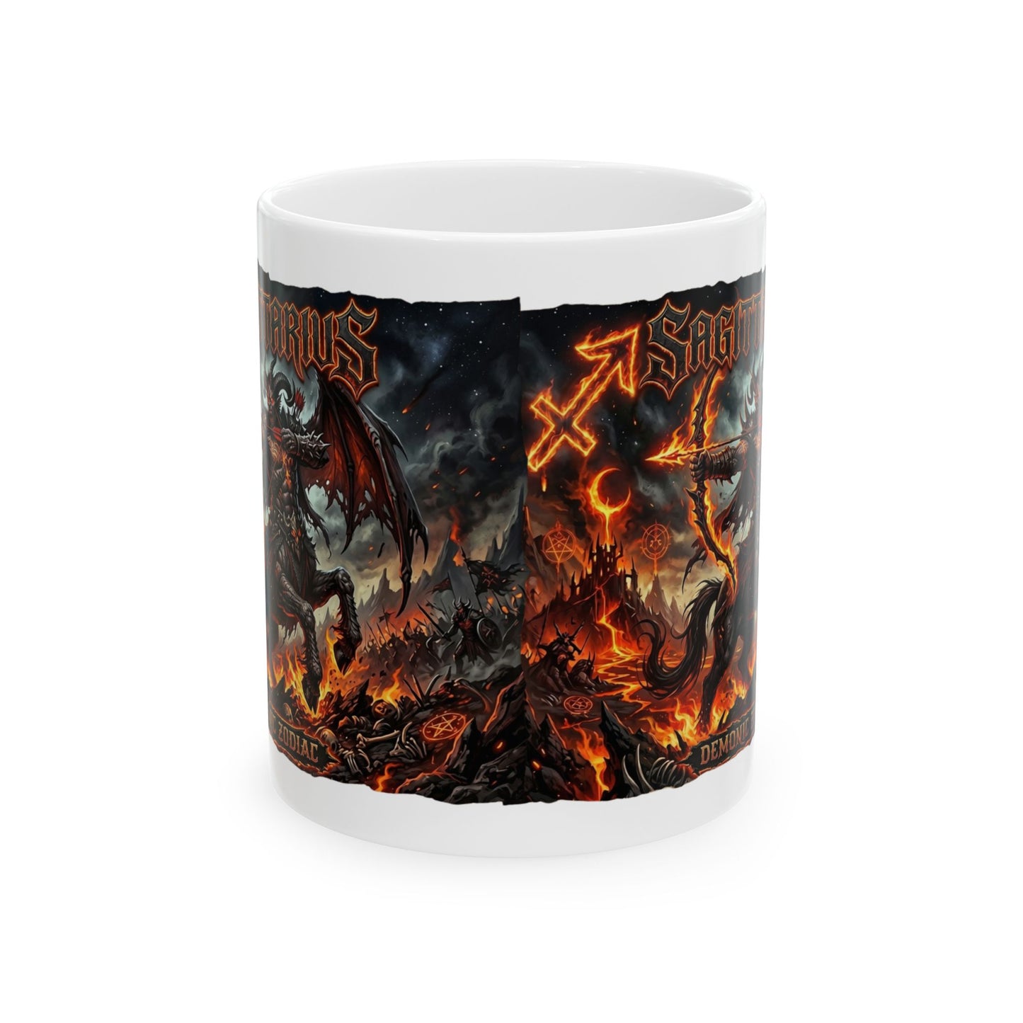 Demonic Sagittarius Ceramic Mug (11oz/15oz) — Demon & Inferno Art Coffee Cup