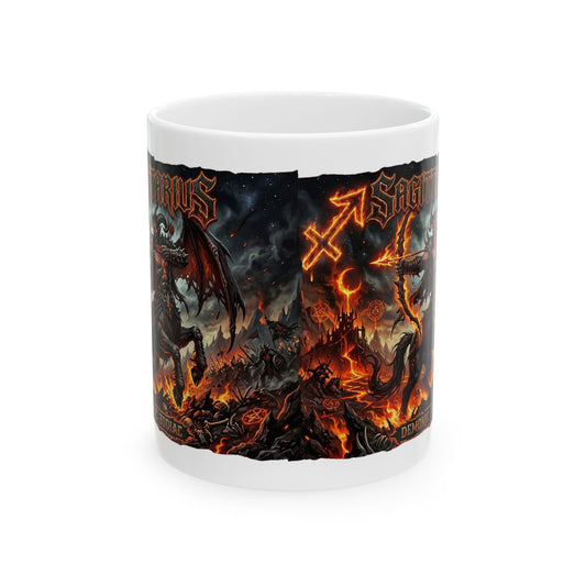 Demonic Sagittarius Ceramic Mug (11oz/15oz) — Demon & Inferno Art Coffee Cup