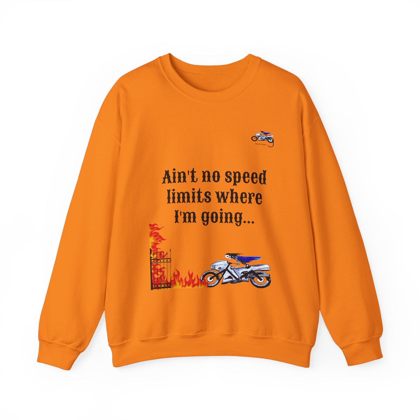 Ain't No Speed Limits Crewneck Sweatshirt - Stylish Pink Motorbike Design