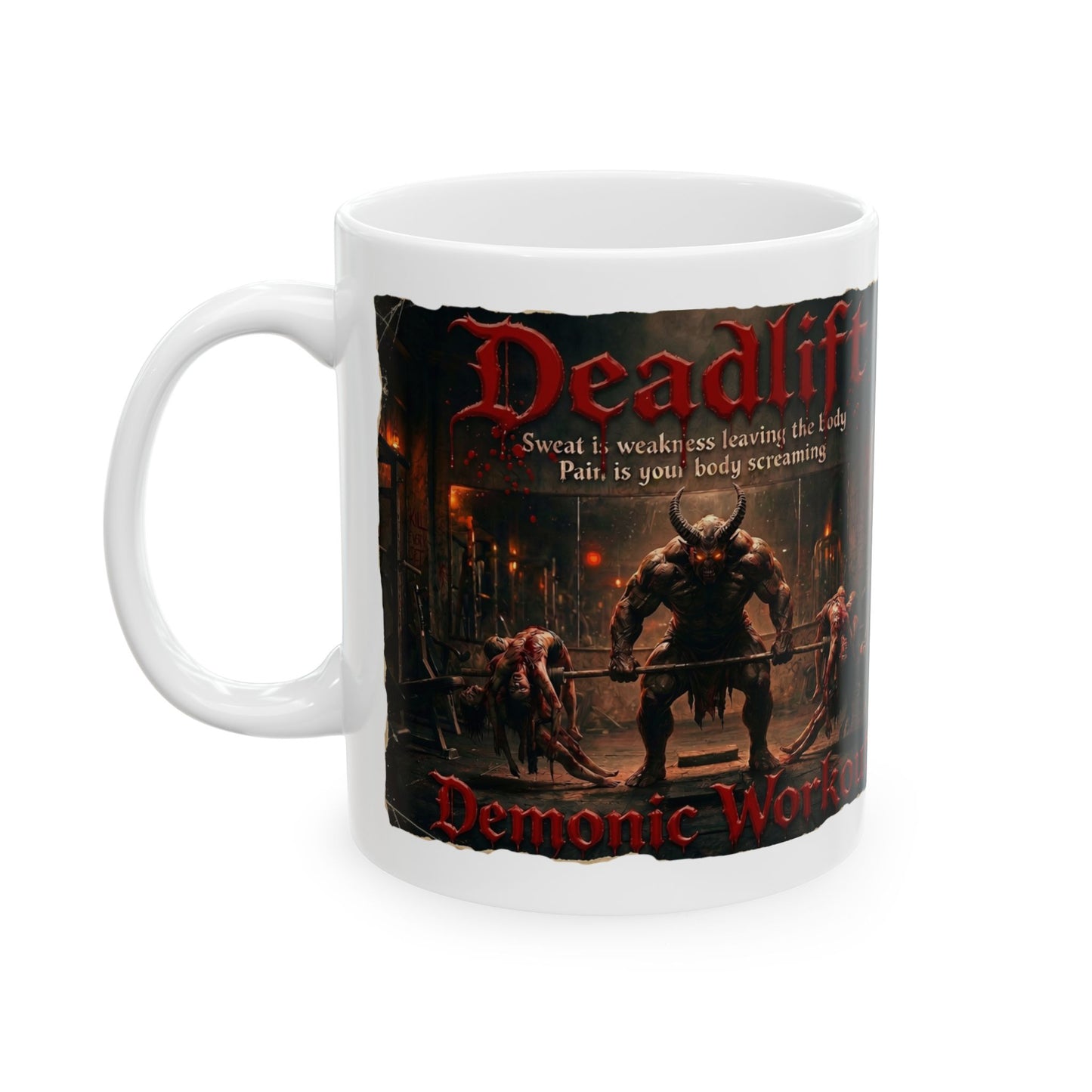Demonic Gym Ceramic Mug (11oz & 15oz) — Dark Workout Art Coffee Cup