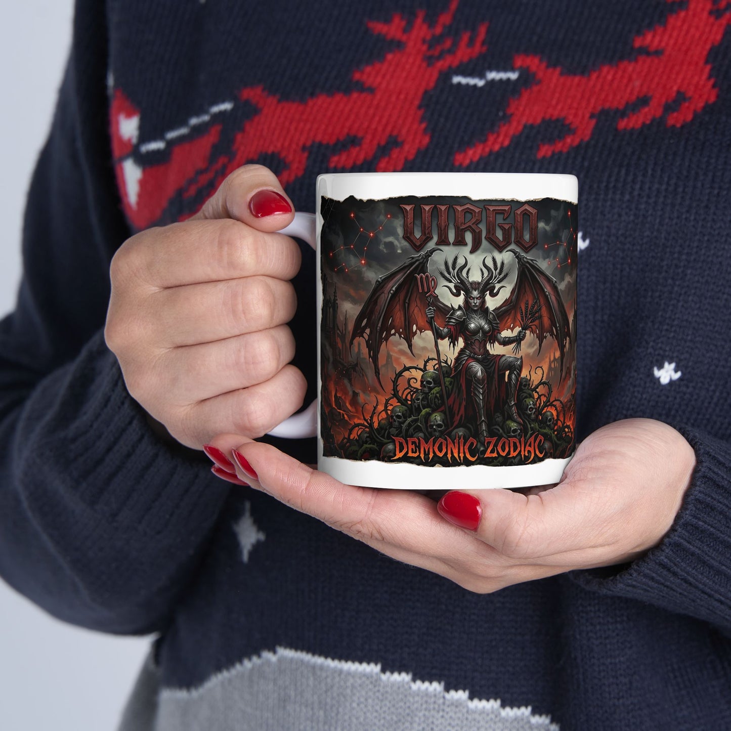 Demonic Gothic Virgo Mug – Horror Fantasy Demon Design (11oz/15oz)