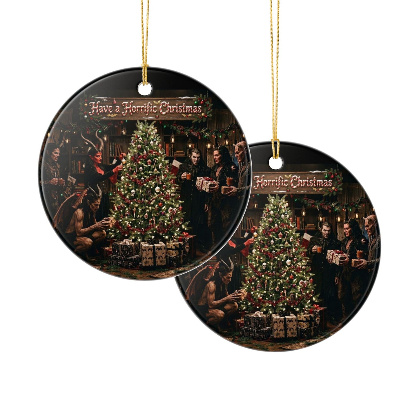 Have a Horrific Christmas Ceramic Ornament — Gothic Horror Holiday Tree Decoration