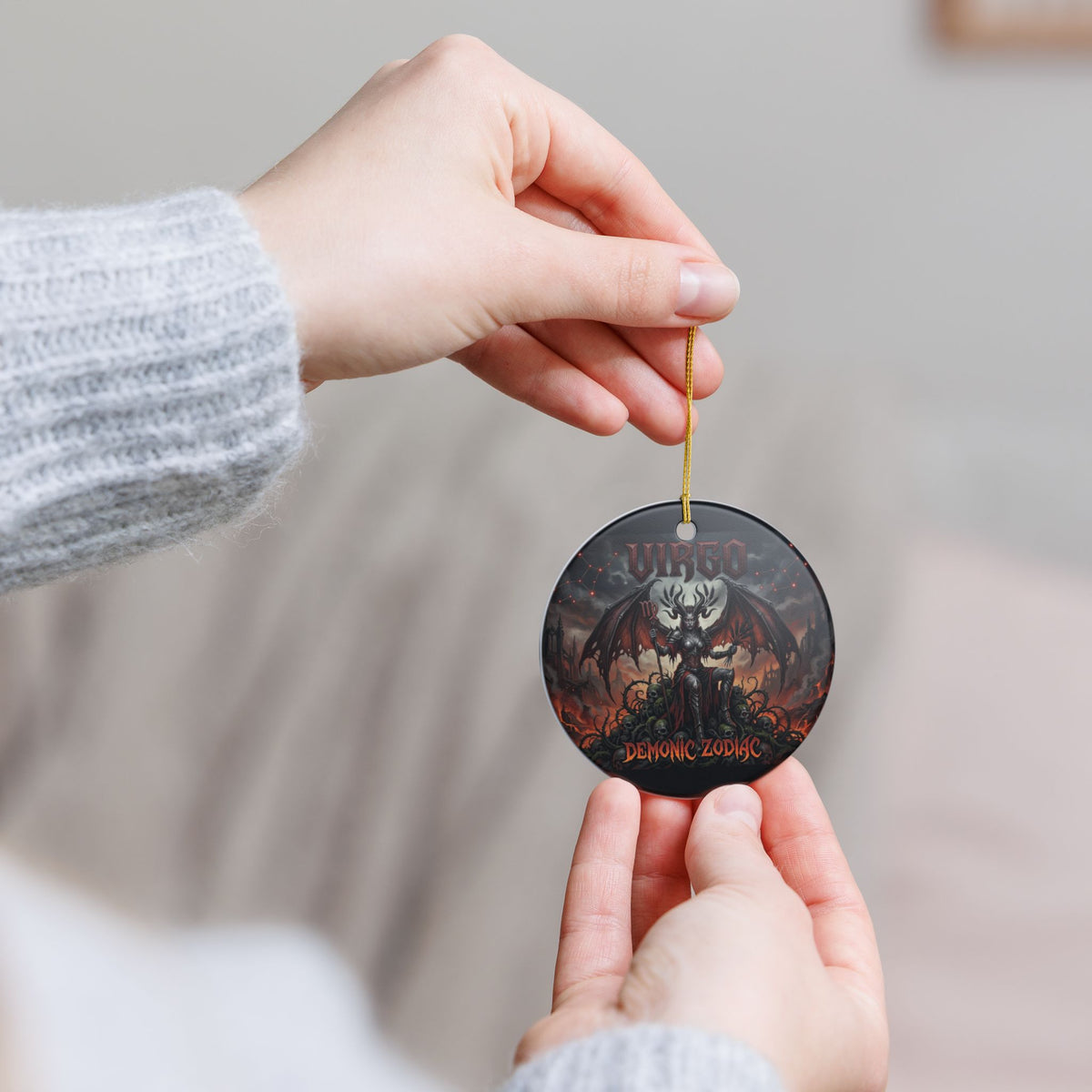 Virgo Demonic Zodiac Ceramic Ornament — Gothic Astrology Décor