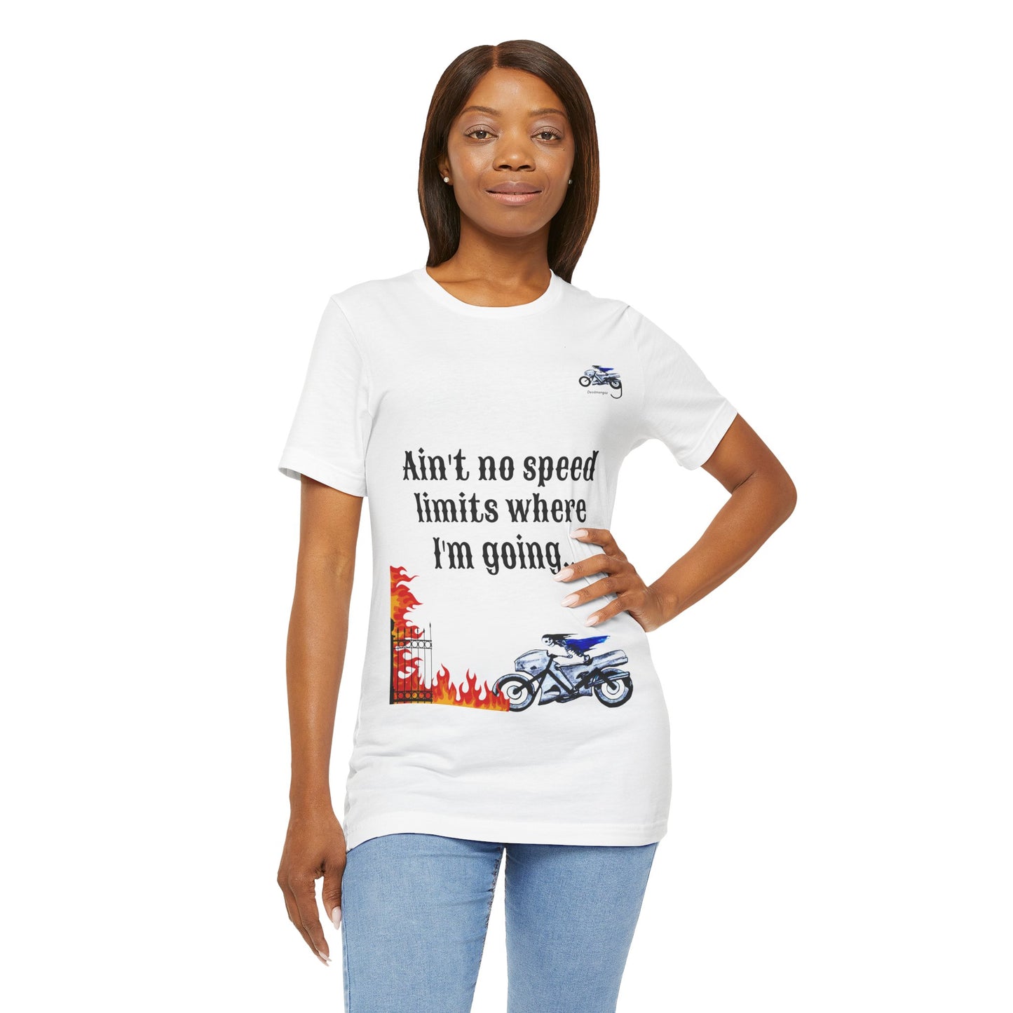 Motorcycle Adventure Graphic Tee - 'Ain't No Speed Limits' Unisex Short Sleeve Shirt