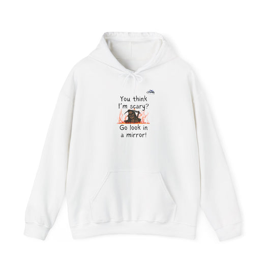 Funny Unisex Hooded Sweatshirt - "You Think I'm Scary?" - Playful Gift for Halloween & Everyday Wear