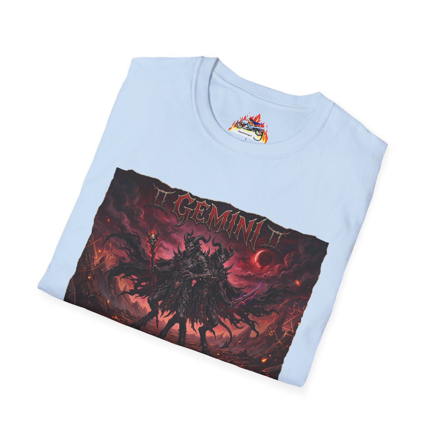 Gemini Zodiac Graphic T-Shirt — Dark Mythic Astrological Design