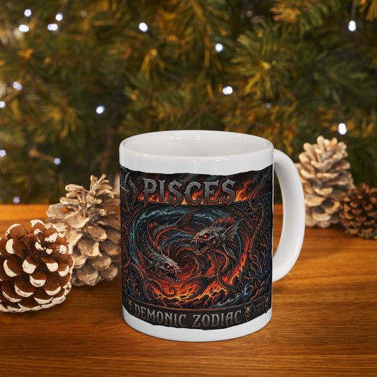 Dark Fantasy Pisces Mug — Gothic Creature Ceramic Coffee Cup (11oz/15oz)