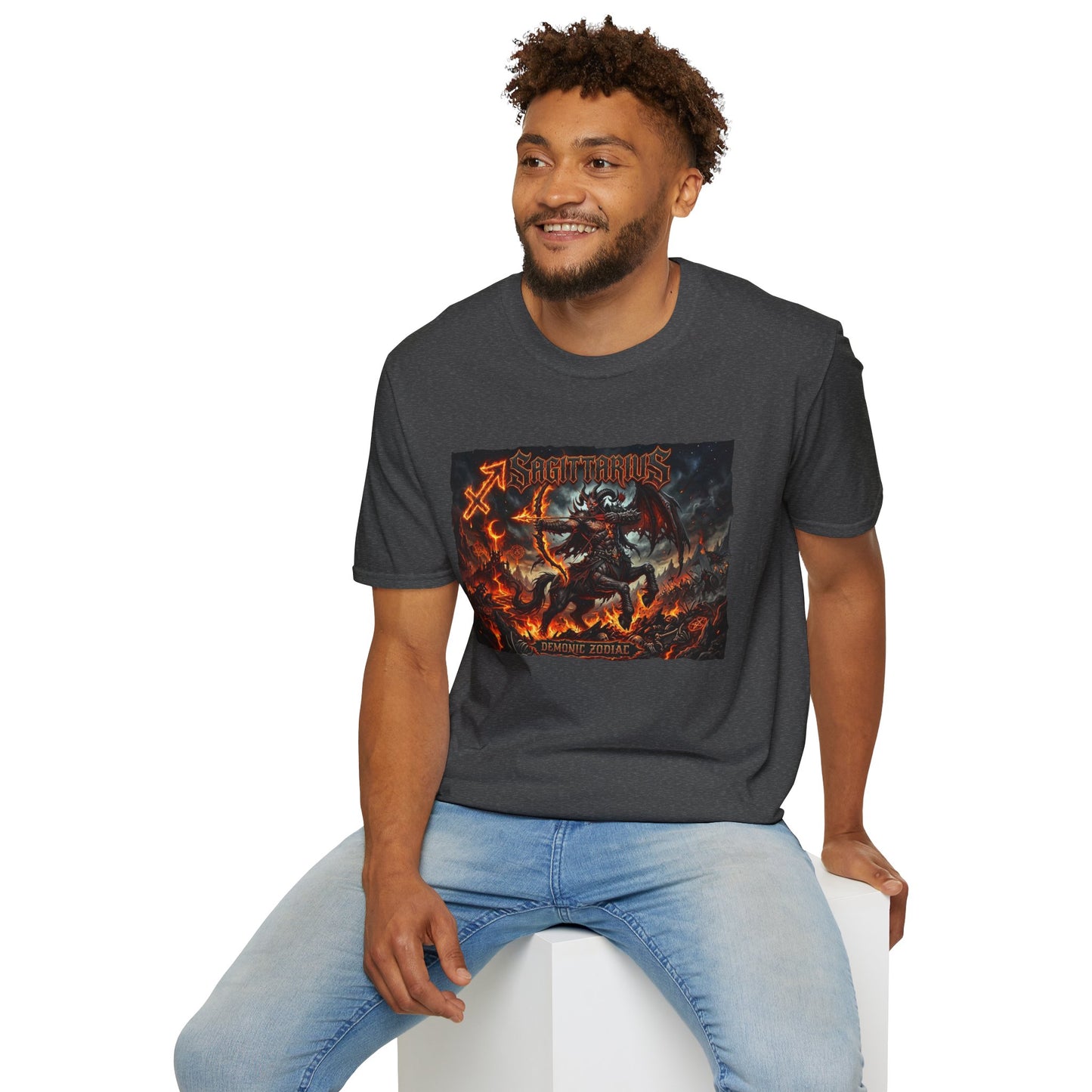 Sagittarius Demon Graphic T-Shirt — Fiery Zodiac Archer Design