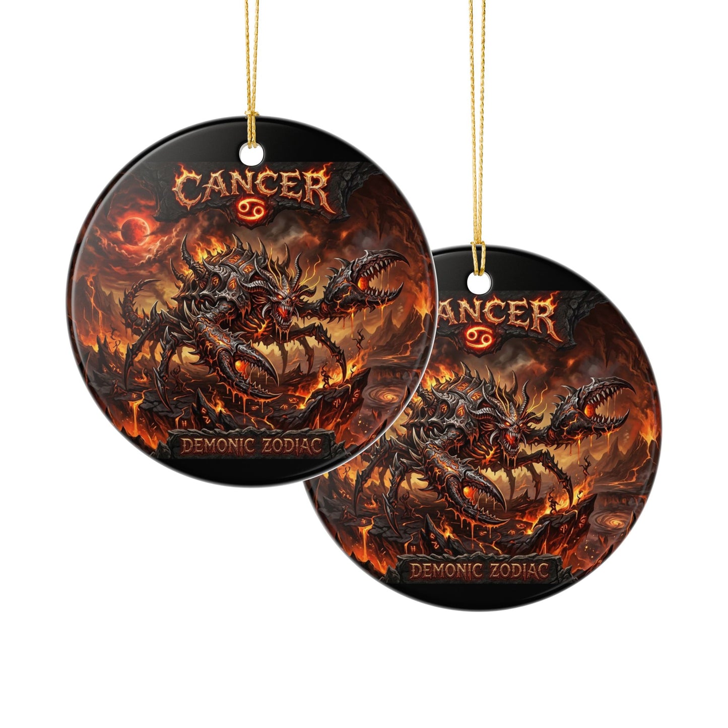 Cancer Demonic Zodiac Ceramic Ornament — Horror Crab Astrology Holiday Decoration