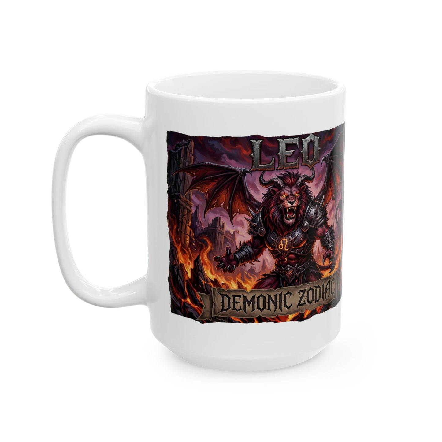 Demonic Leo Mug — Dark Fantasy Zodiac Design (11oz & 15oz)