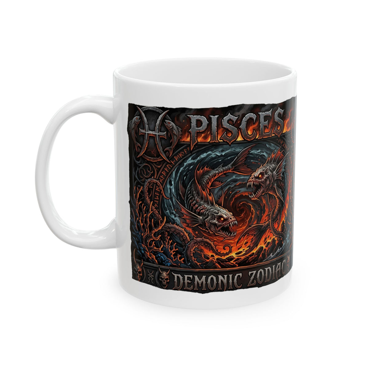 Dark Fantasy Pisces Mug — Gothic Creature Ceramic Coffee Cup (11oz/15oz)