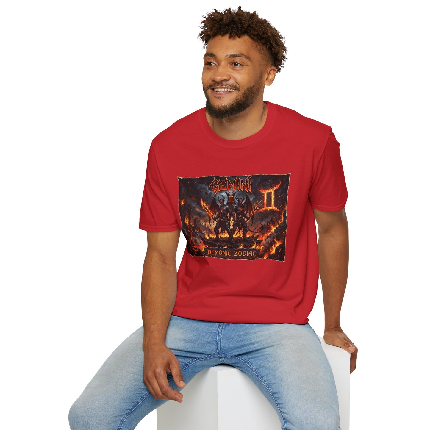 Gemini II Zodiac T‑Shirt — Dark Flames Astrology Tee