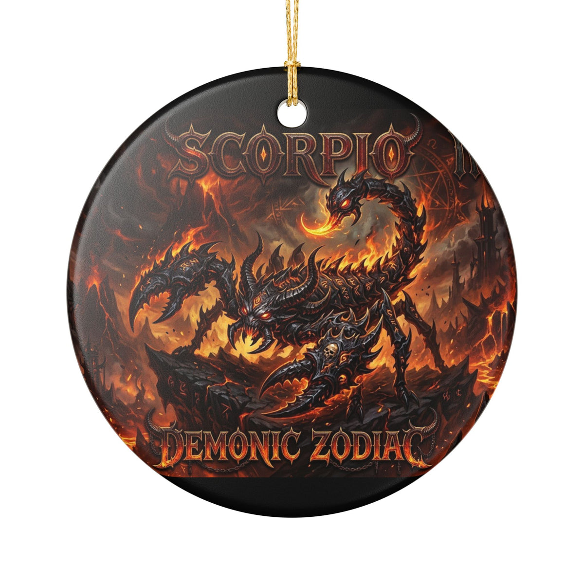 Scorpio Demonic Zodiac Ceramic Ornament — Fiery Scorpion Astrology Decor