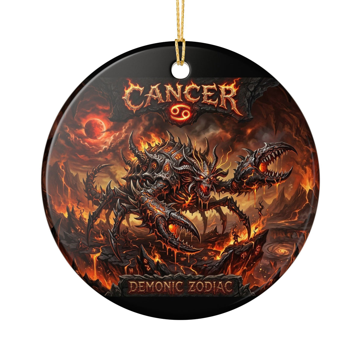 Cancer Demonic Zodiac Ceramic Ornament — Horror Crab Astrology Holiday Decoration