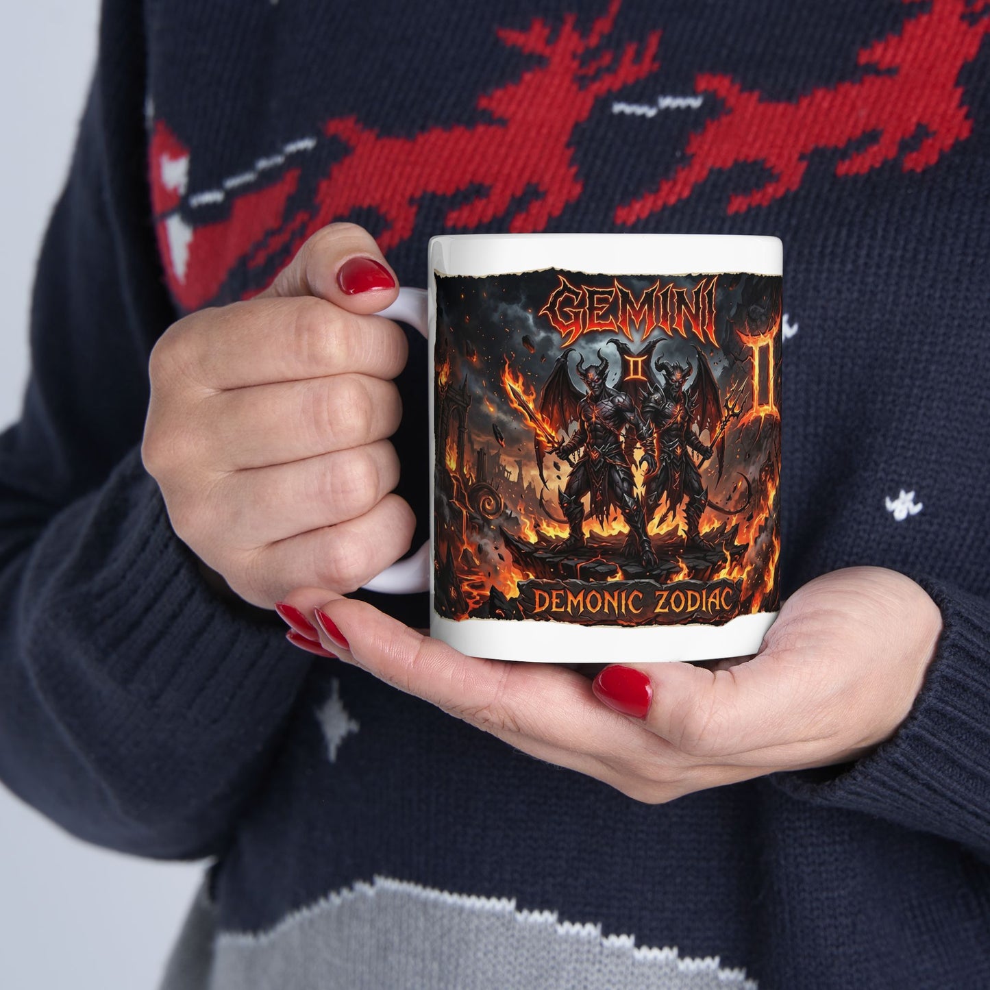 Zodiac Gemini Demons Ceramic Mug — Astrology Horoscope Coffee Cup