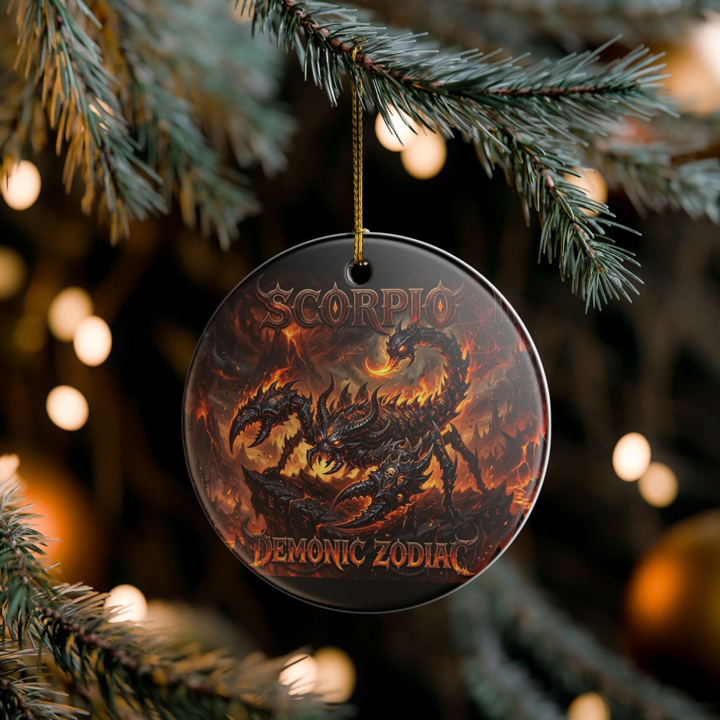 Scorpio Demonic Zodiac Ceramic Ornament — Fiery Scorpion Astrology Decor