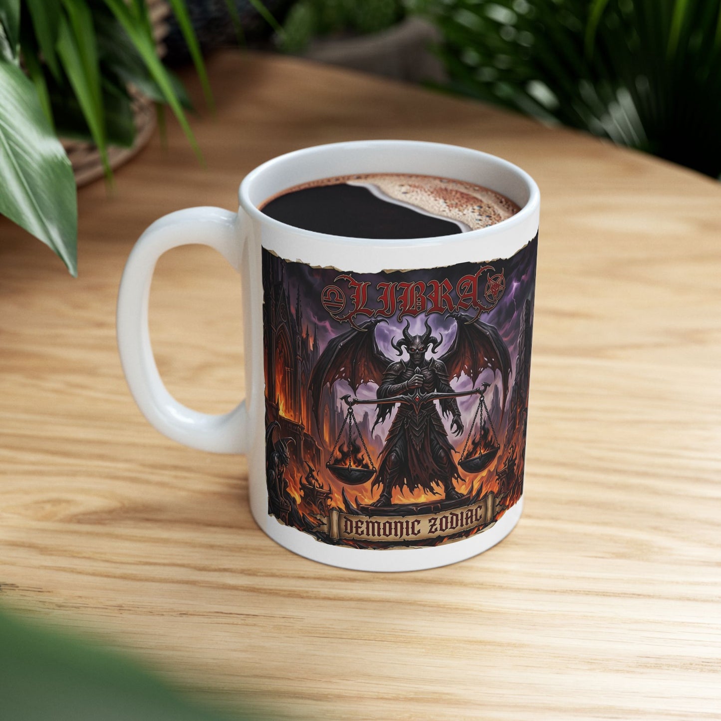 Gothic Demon Libra Mug | Dark Fantasy Demon Artwork