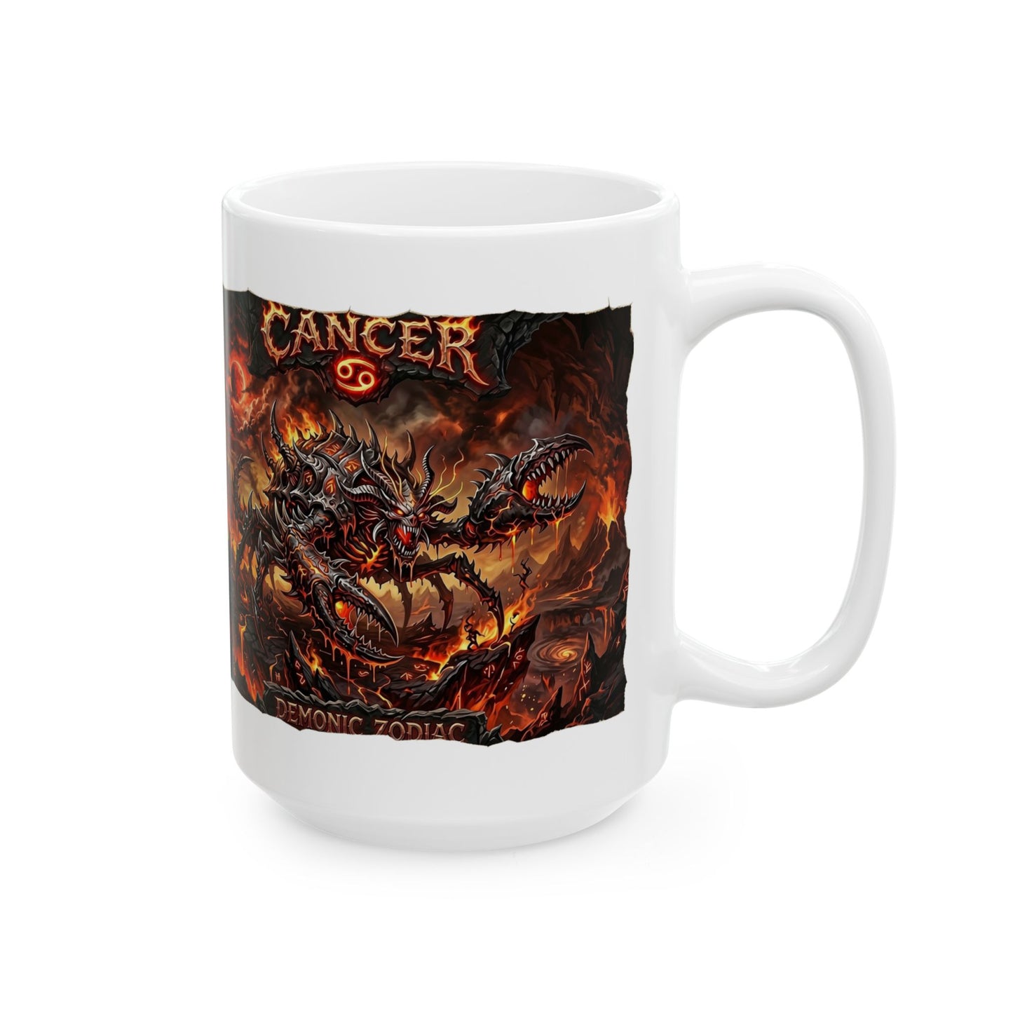 Demonic Cancer Ceramic Mug — Fiery Demon Design (11oz/15oz)