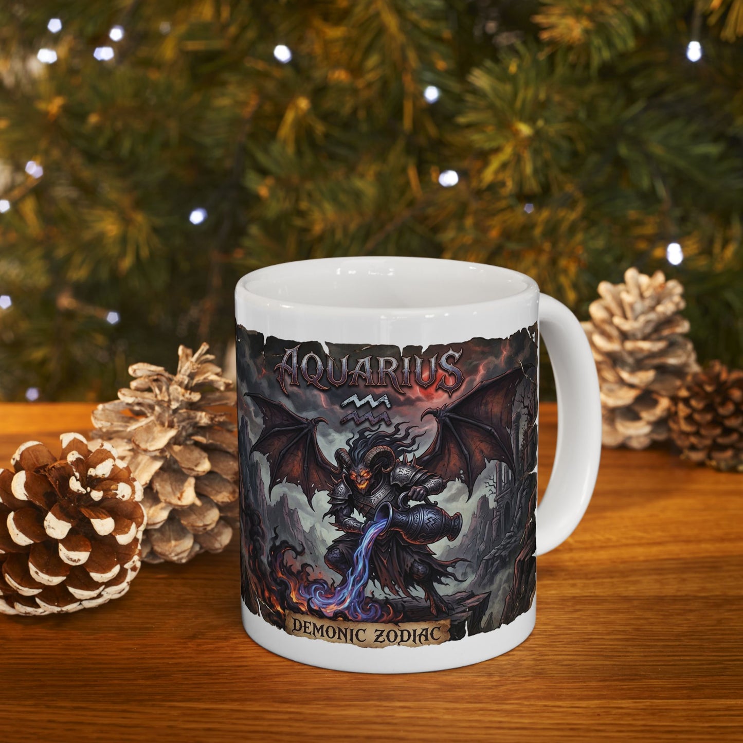 Demonic Aquarius Ceramic Mug (11oz/15oz) — Dark Gothic Fantasy Coffee Cup