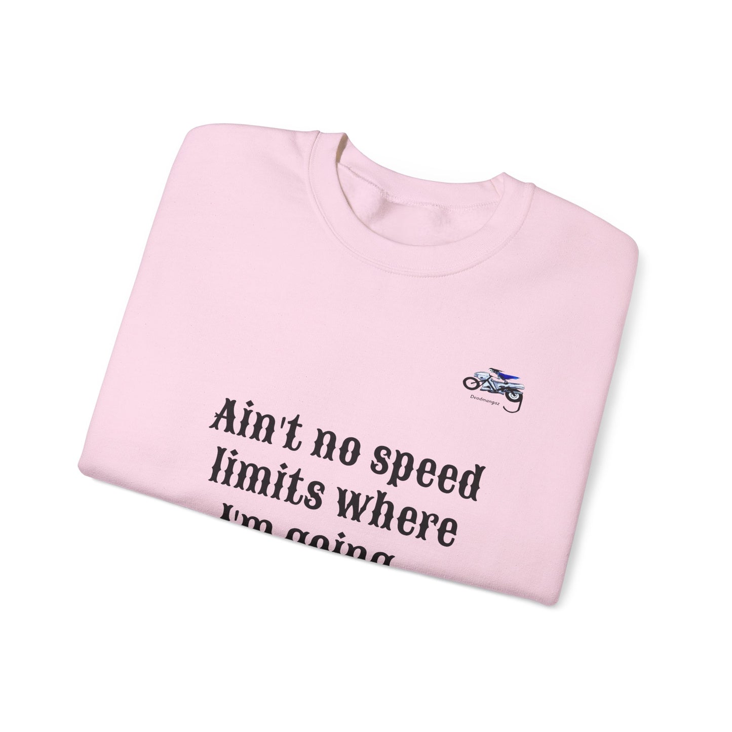 Ain't No Speed Limits Crewneck Sweatshirt - Stylish Pink Motorbike Design