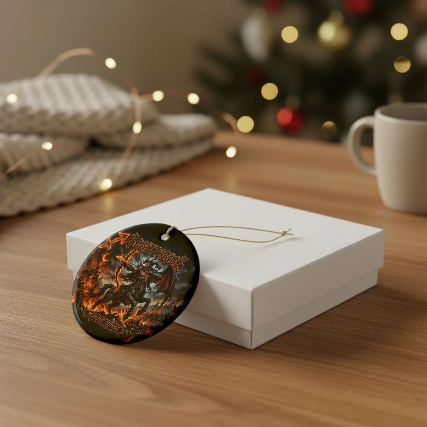 Sagittarius Demonic Zodiac Ceramic Ornament — Fiery Centaur Astrology Decoration