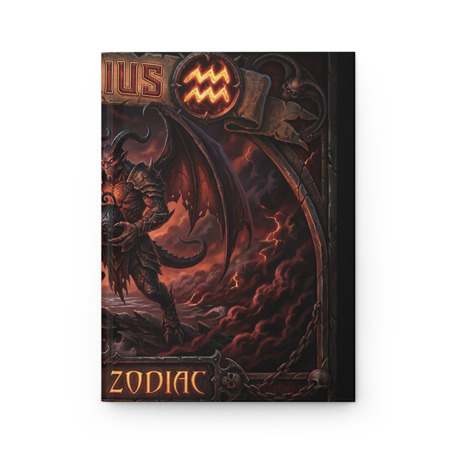Aquarius Zodiac Hardcover Journal — Dark Fantasy Lined Notebook