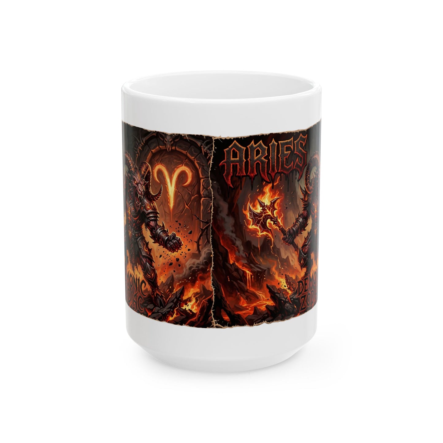 Aries Flame Gothic Ceramic Mug — Zodiac Fire Sign Coffee Cup (11oz & 15oz)