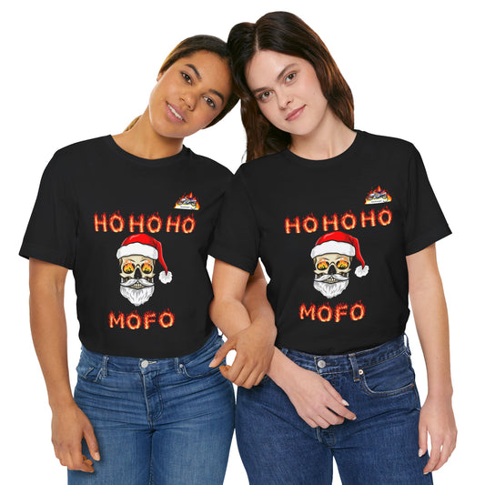 Funny Christmas Skull Unisex Tee - "Ho Ho Ho Mofo"