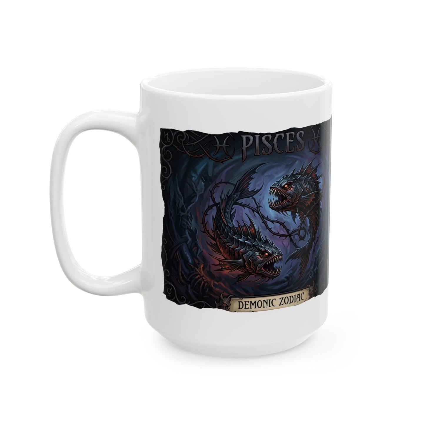 Dark Fantasy Pisces Mug — Gothic Creature Ceramic Coffee Cup (11oz/15oz)