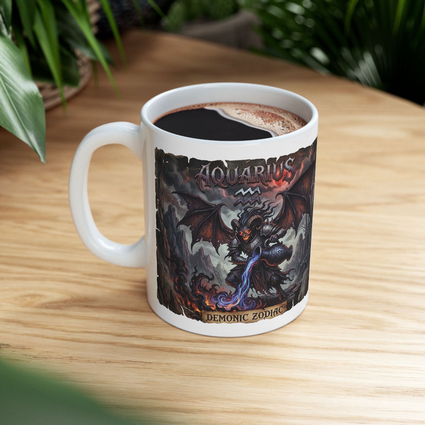 Demonic Aquarius Ceramic Mug (11oz/15oz) — Dark Gothic Fantasy Coffee Cup