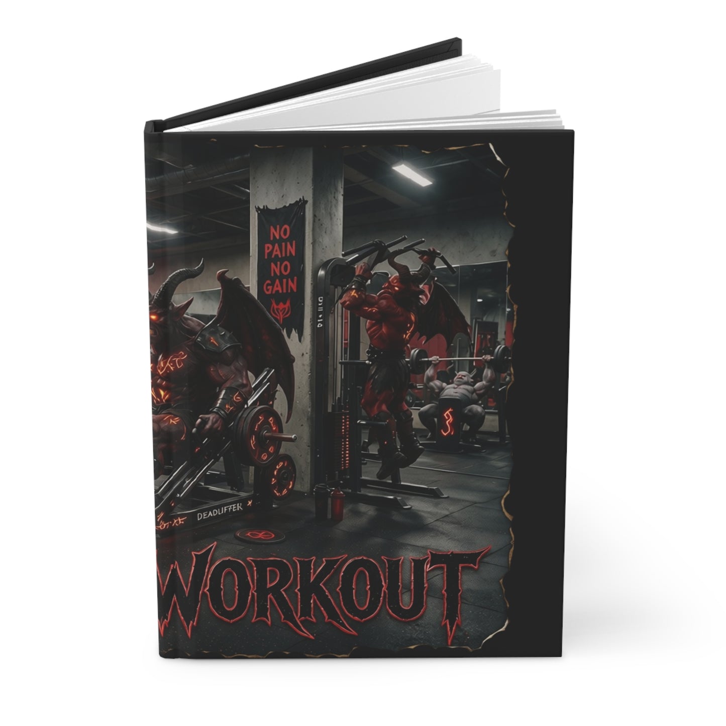 Demonic Workout Hardcover Journal — 'No Pain No Gain' Gym Motivation Notebook