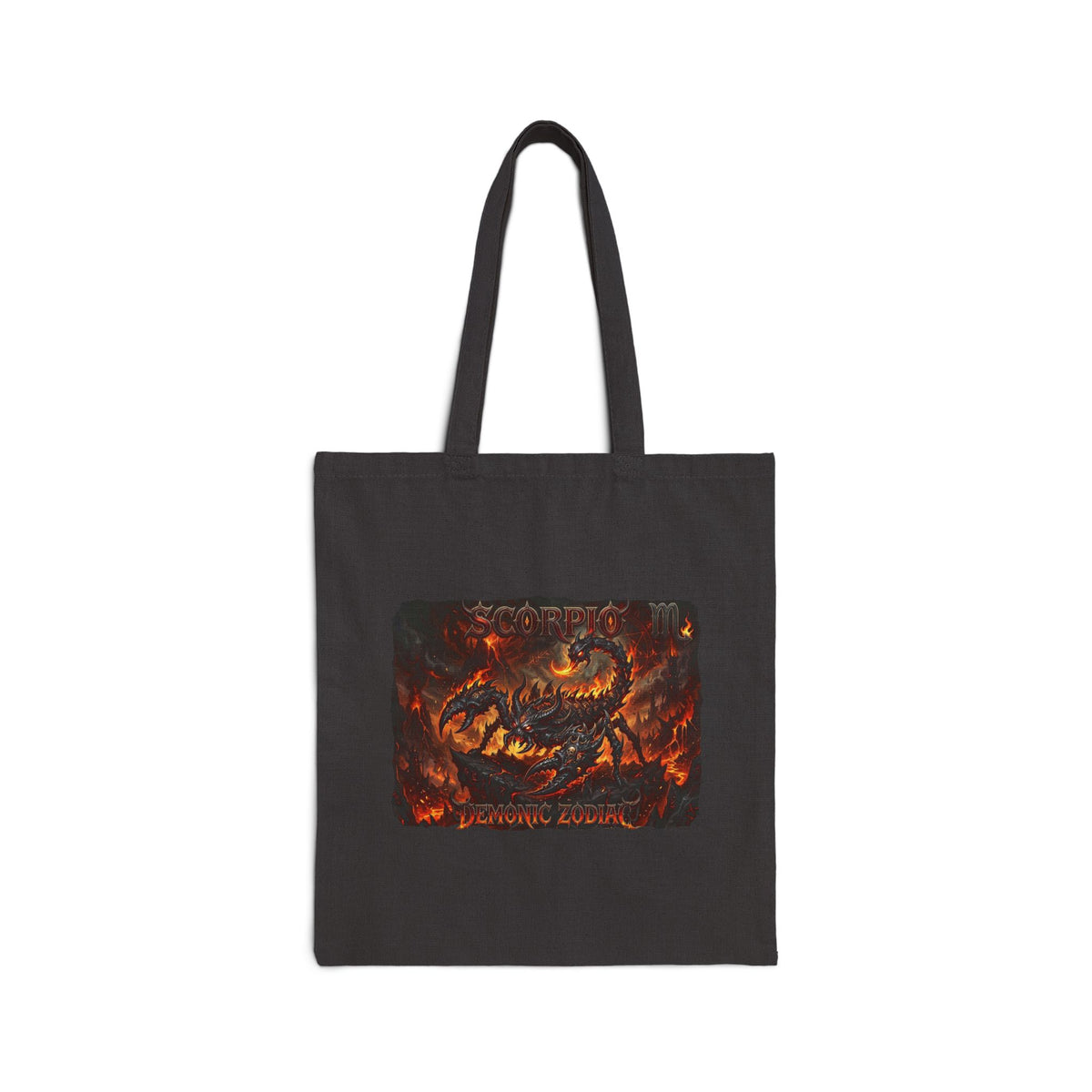 Demonic Scorpio Zodiac Canvas Tote Bag — Fiery Scorpion Collage Art Tote